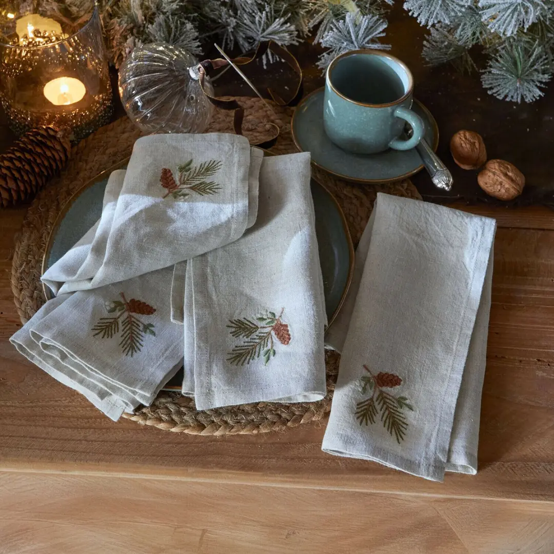 Loberon Arlida Servet Set - 4 Stuks - Beige