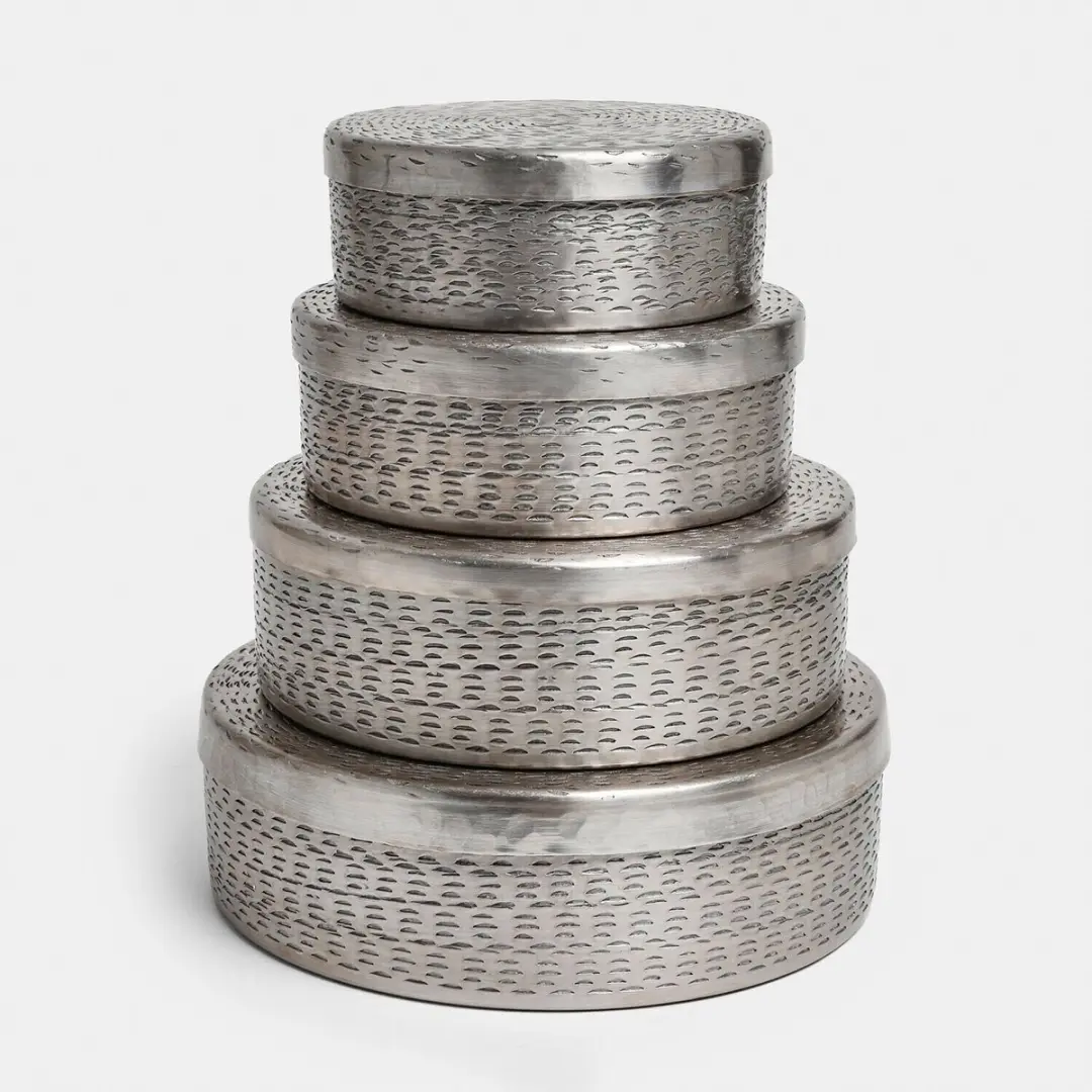 Loberon Silvaras Blikken - 4 Stuks Ø17cm Zilverkleurig - afbeelding 4 van 6