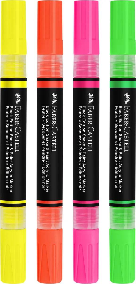 Faber-Castell FC-285505 Acrylmarker Black Edition - 4 Neon Kleuren
