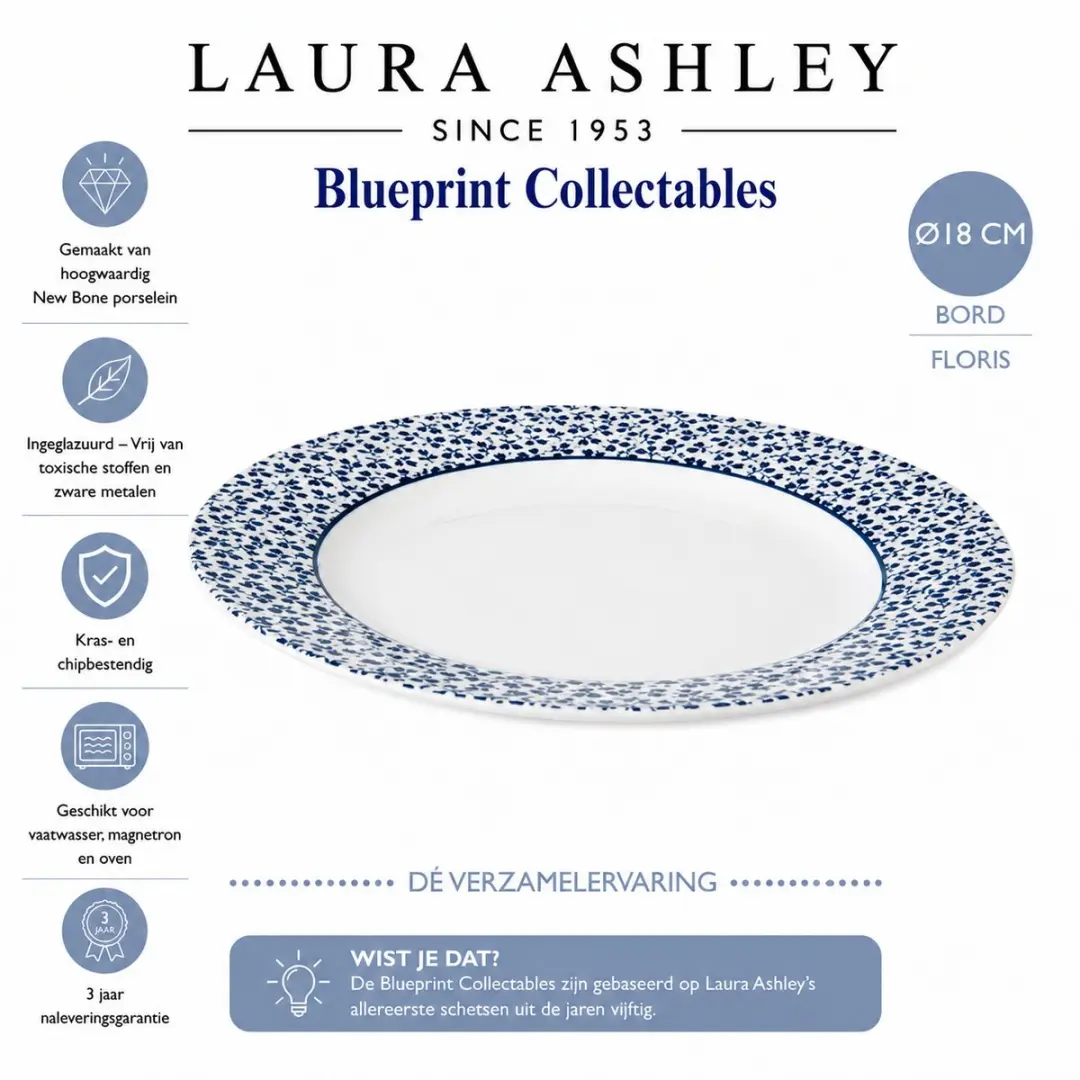 Laura Ashley Blueprint Borden Ø18cm Floris - Kerstservies