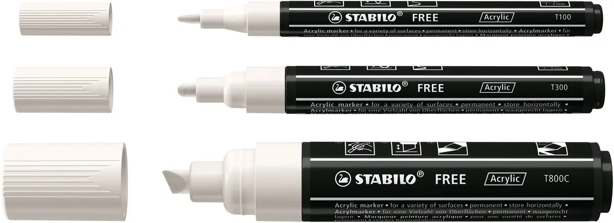 STABILO Free Acryl Marker Mixed Tip Set - 3 Stuks - afbeelding 6 van 6