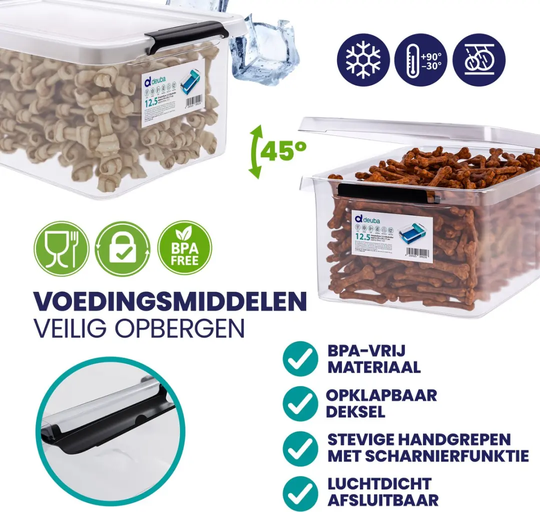 deuba Opbergox Set 4 Stuks 12,5L Transparant - afbeelding 3 van 6