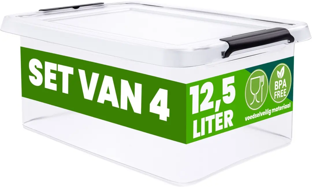 deuba Opbergox Set 4 Stuks 12,5L Transparant