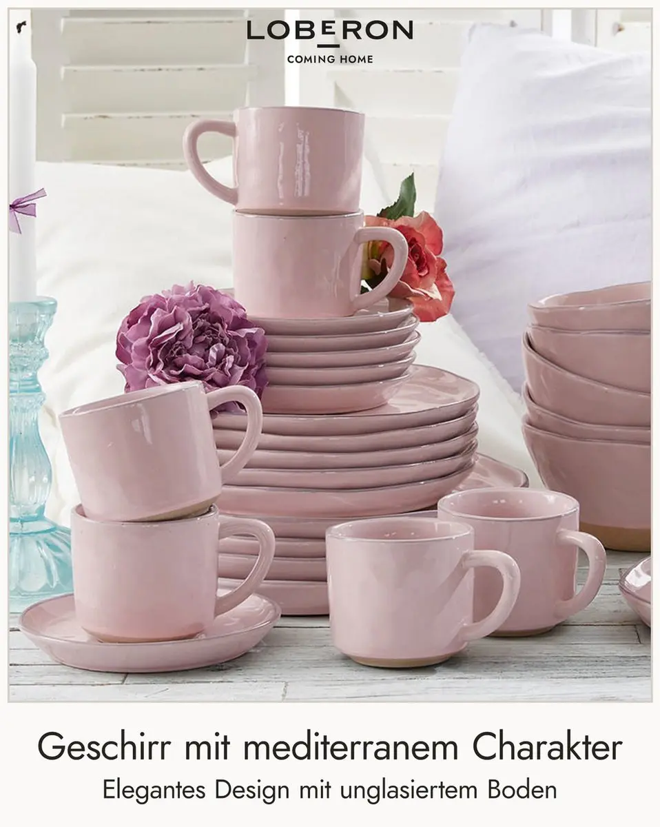 Loberon Biarré Servies Set 30-delig - Roze - afbeelding 2 van 5