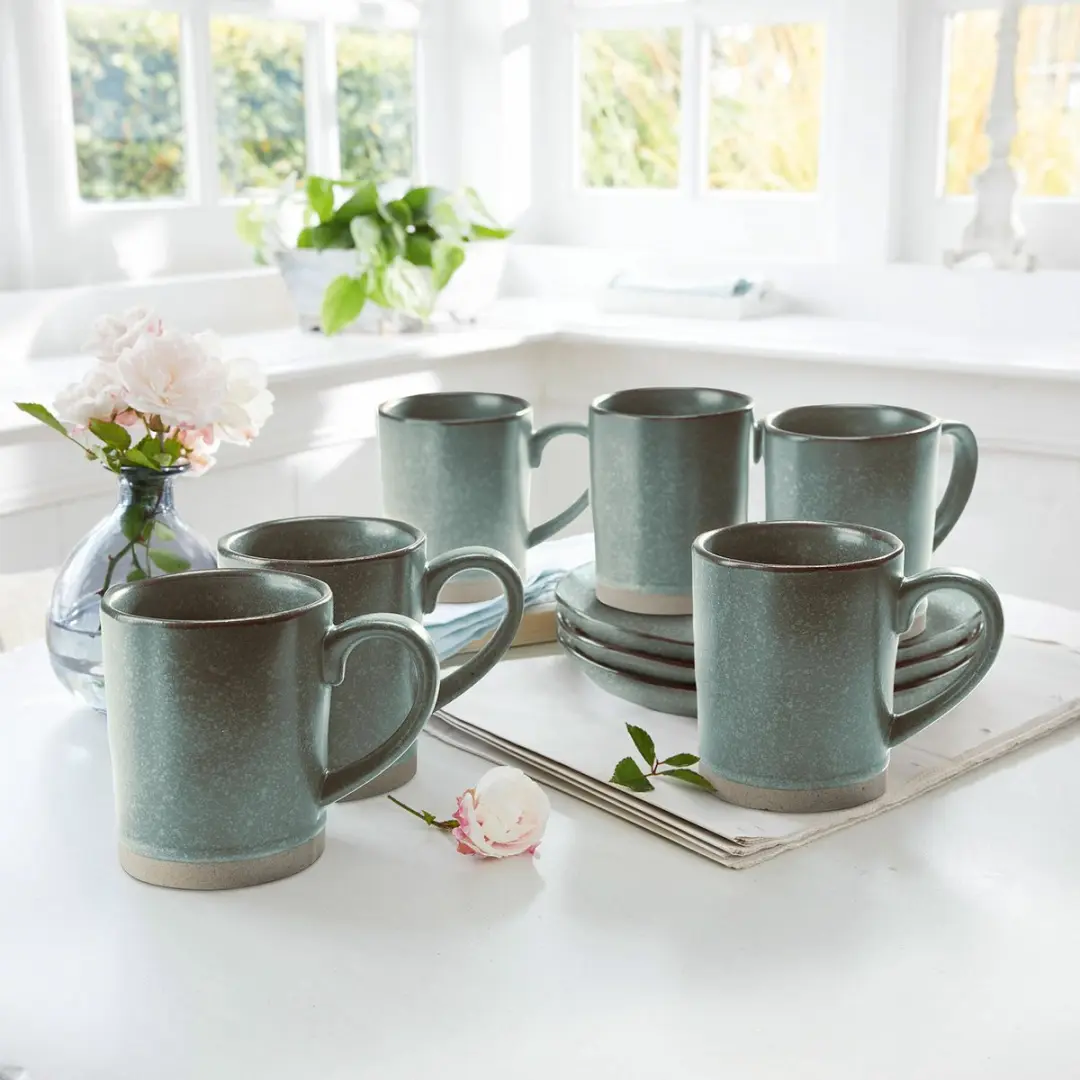 Loberon Mokset Biarré Turquoise/Bruin - 6 Stuks - afbeelding 3 van 3