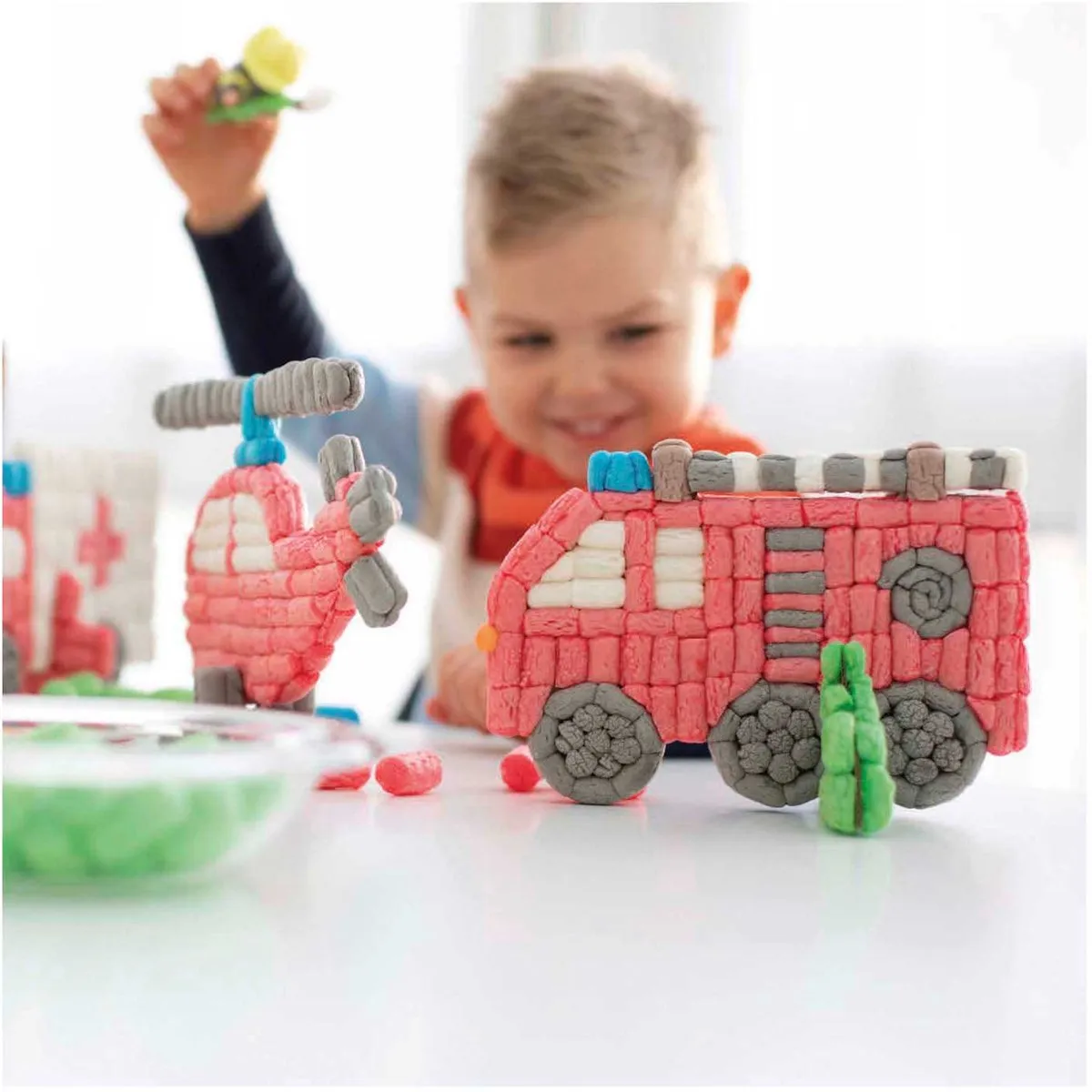 PlayMais Kaarten Versieren Brandweerwagen - 4 Stuks