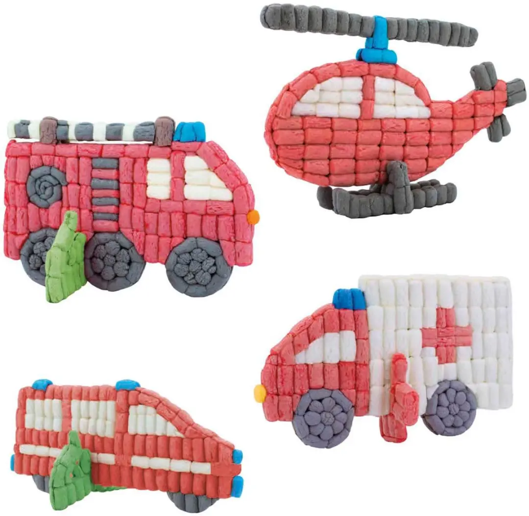 PlayMais Kaarten Versieren Brandweerwagen - 4 Stuks