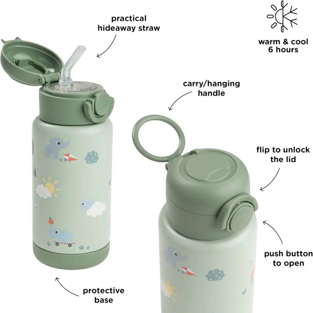 Done By Deer Thermos Drinkfles 340ml - Playground Green