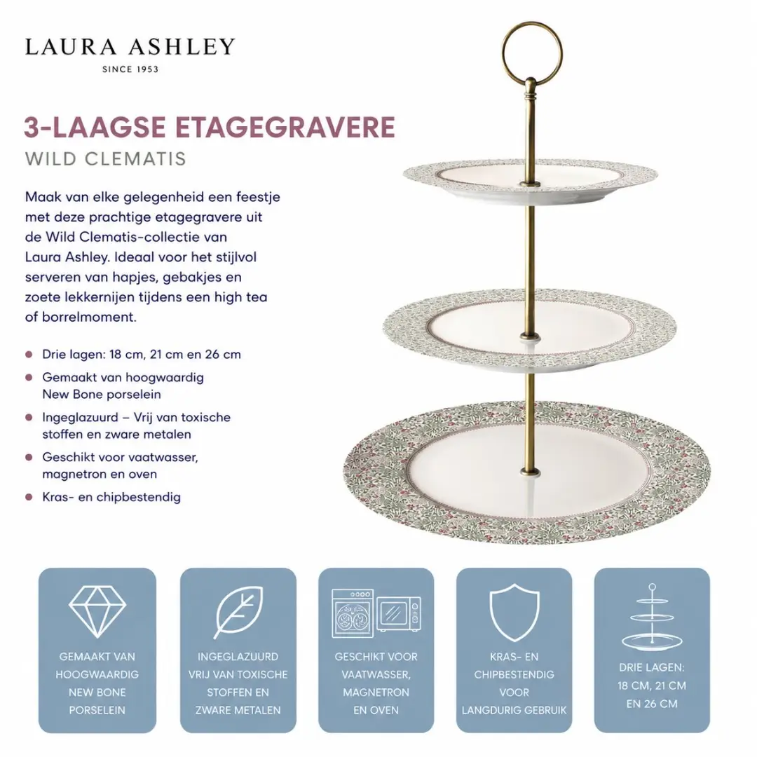 Laura Ashley Wild Clematis Collectables Etagere 3-Laags