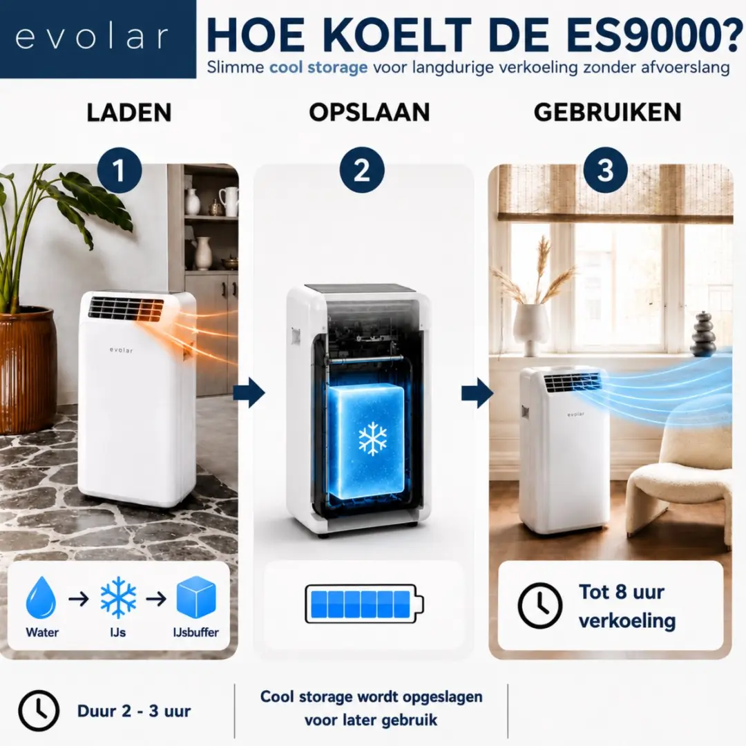 Evolar EVO-ES9000 Mobiele Airco 9000 BTU - 3-in-1 - Wit - afbeelding 5 van 6