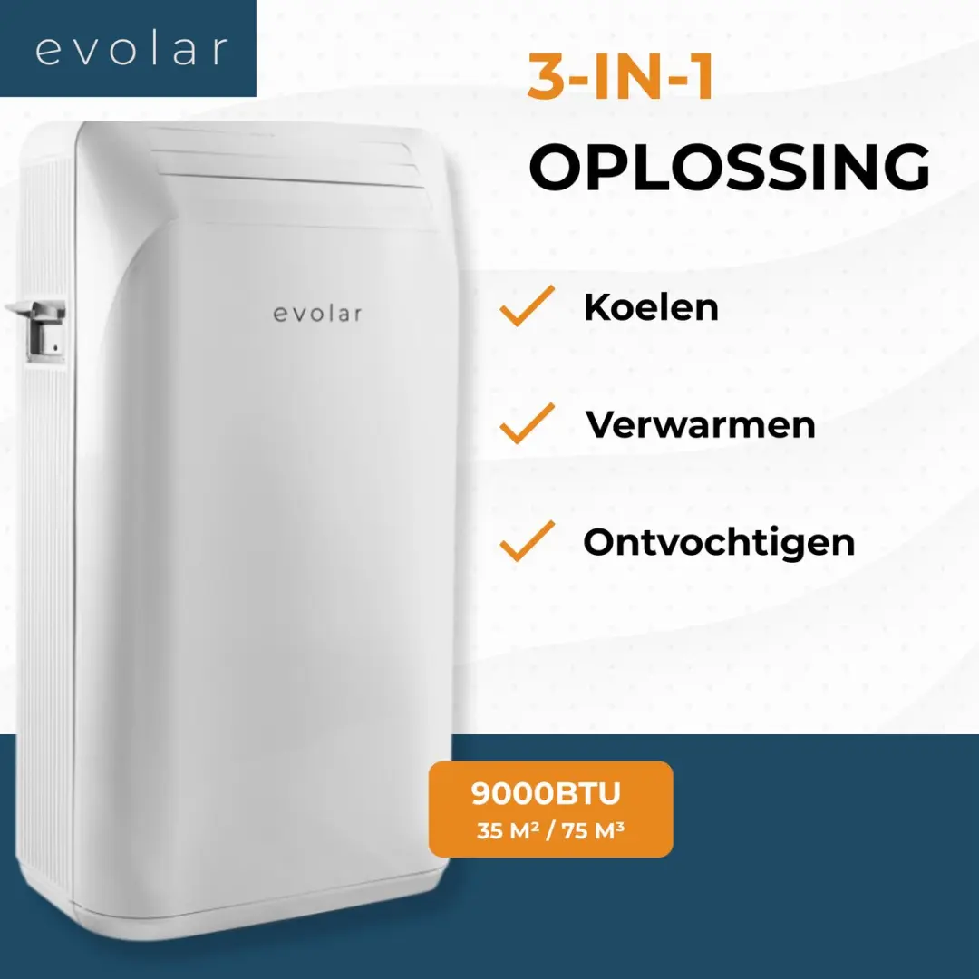 Evolar EVO-ES9000 Mobiele Airco 9000 BTU - 3-in-1 - Wit - afbeelding 4 van 6