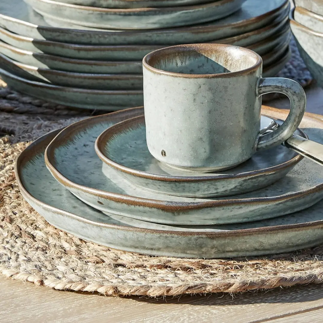 Loberon Biarré Servies Set 30-delig - Turquoise/Bruin