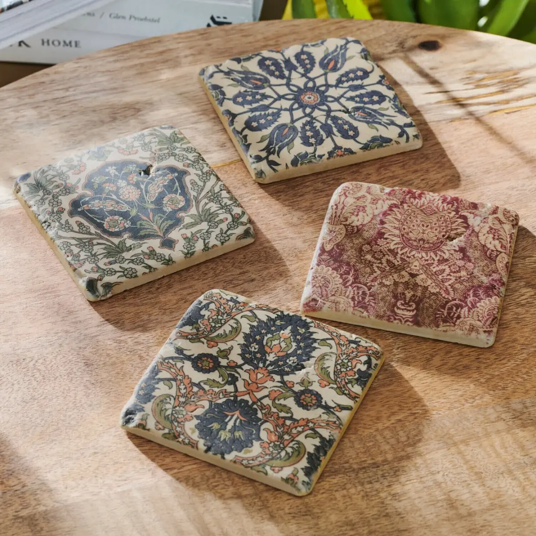 Loberon Munoz Onderzetters - 4 Stuks - Bont