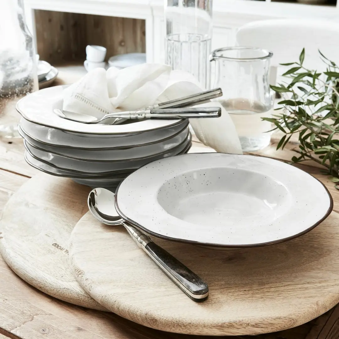 Loberon Soepbordset Biarré - 6 Stuks - Wit