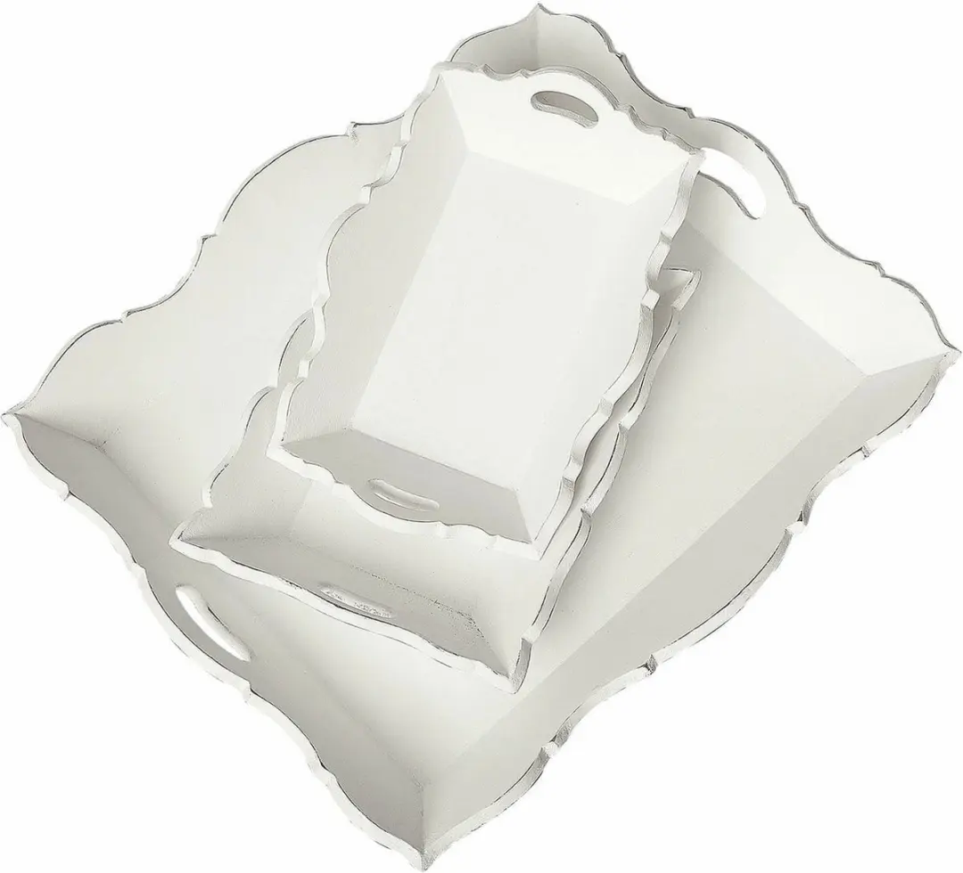 Loberon Pirelo Dienbladen Set - 3 Stuks - Antiekwit