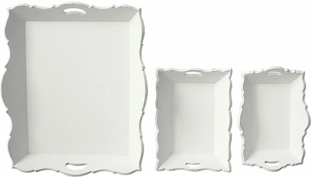 Loberon Pirelo Dienbladen Set - 3 Stuks - Antiekwit