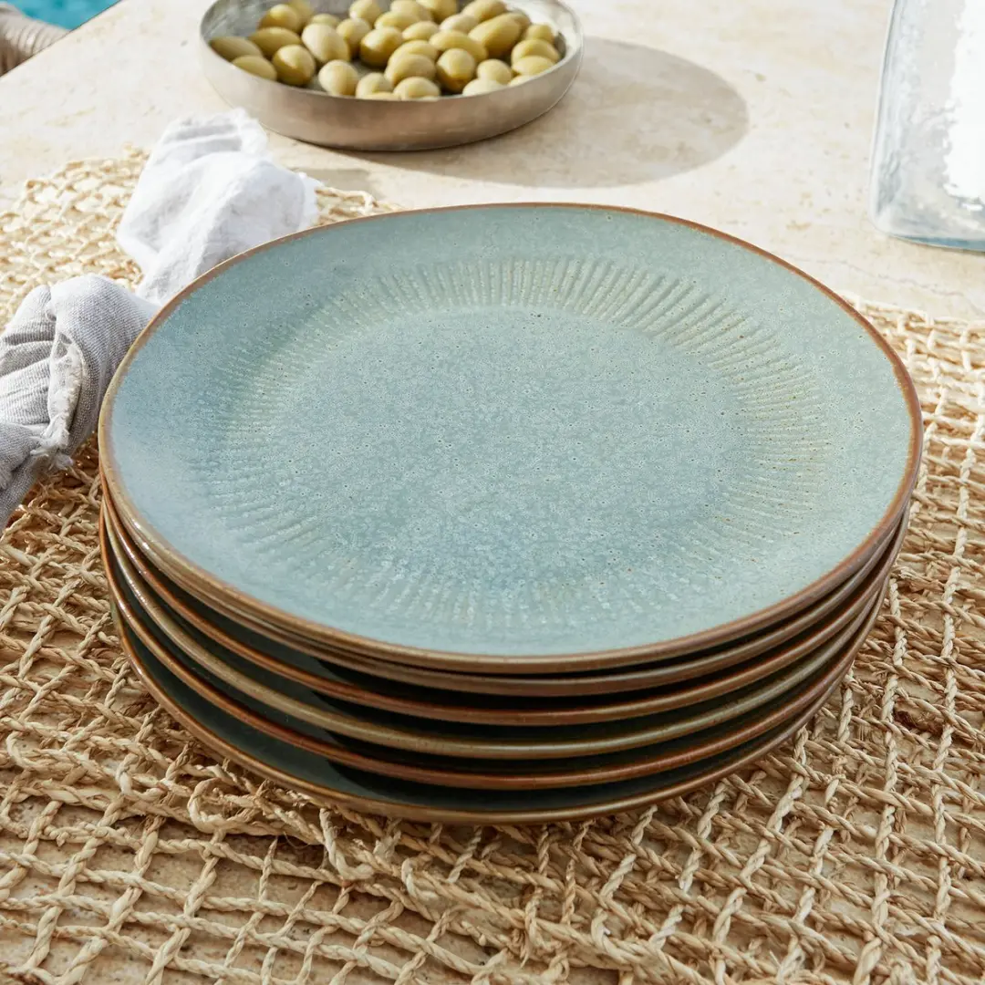 Loberon Périers Bordenset 6-delig - Turquoise/Bruin