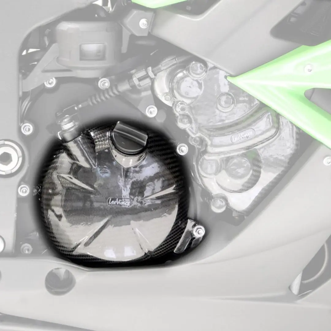 Cache carter embrayage carbone Leovince pour moto Kawasaki 600 Zx-6R Ninja 2009-