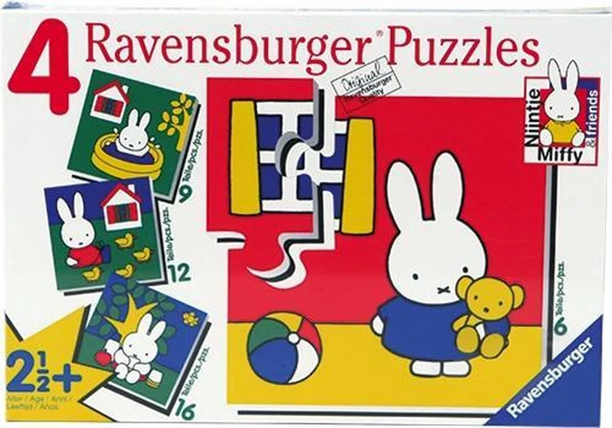 Ravensburger Nijntje Puzzels 4-delig - 6/9/12/16 Stuks - Multicolor