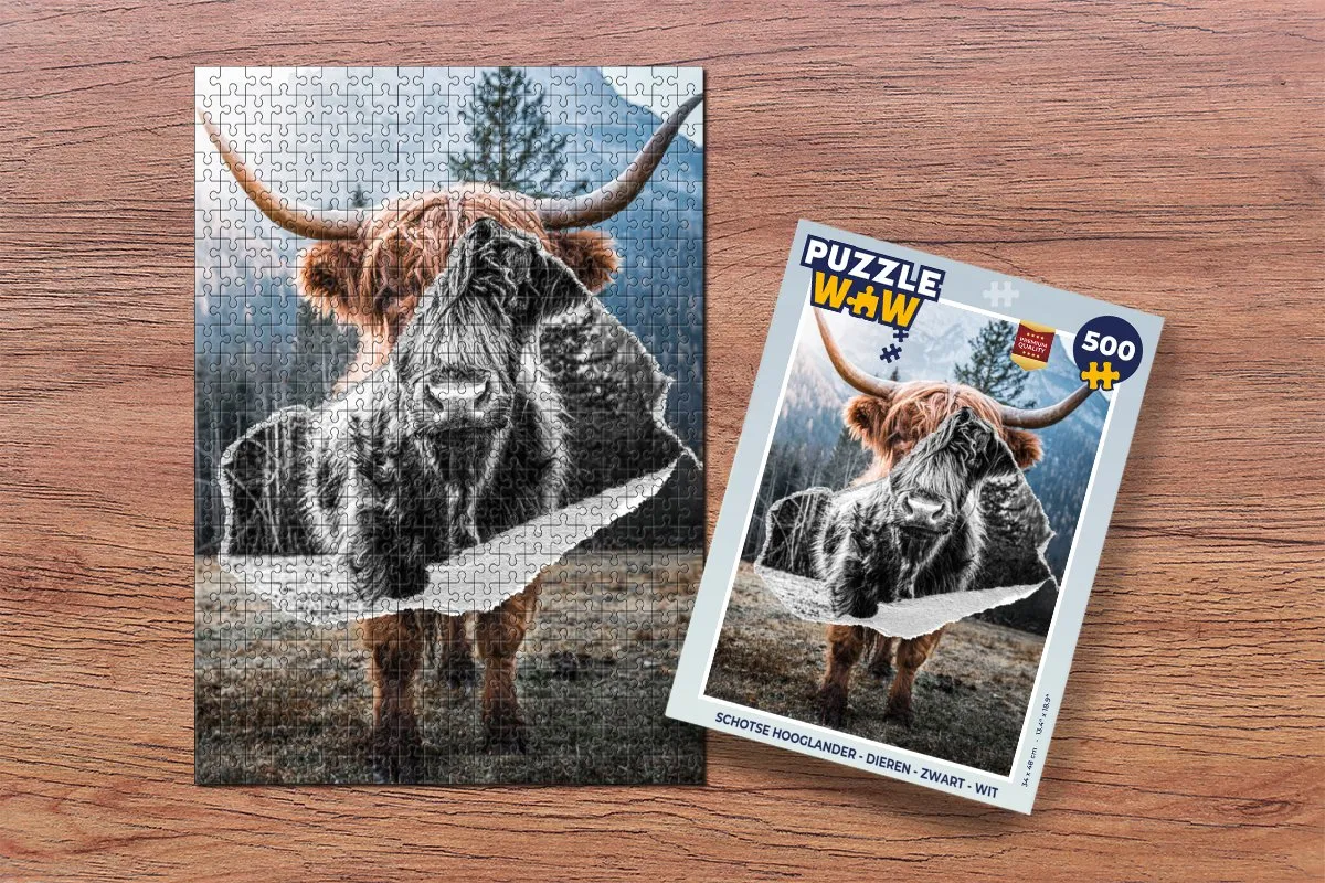 PuzzleWow Schotse Hooglander Legpuzzel 500 Stuks - Multicolor