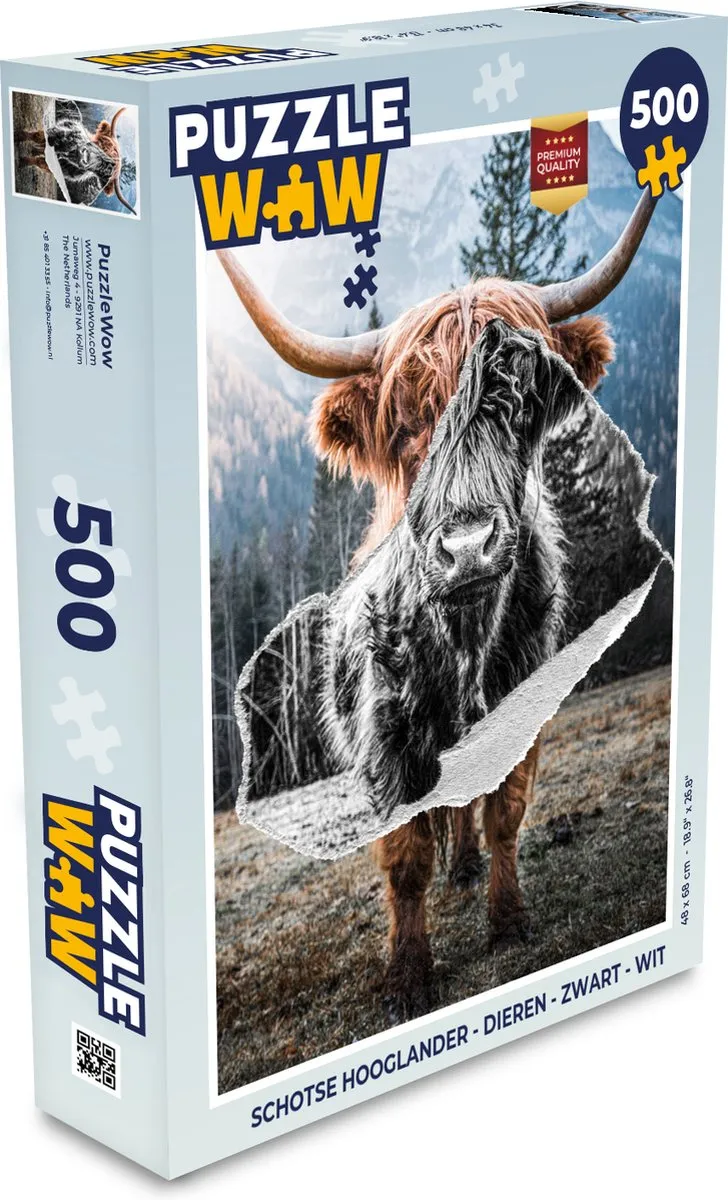 PuzzleWow Schotse Hooglander Legpuzzel 500 Stuks - Multicolor