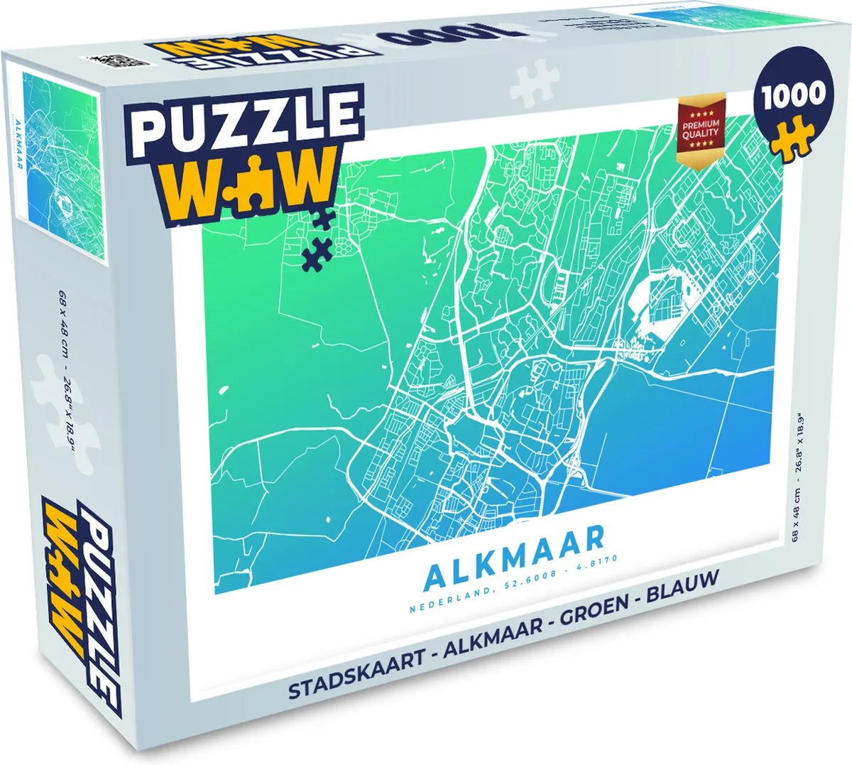 PuzzleWow Stadskaart Alkmaar Legpuzzel 1000 Stuks