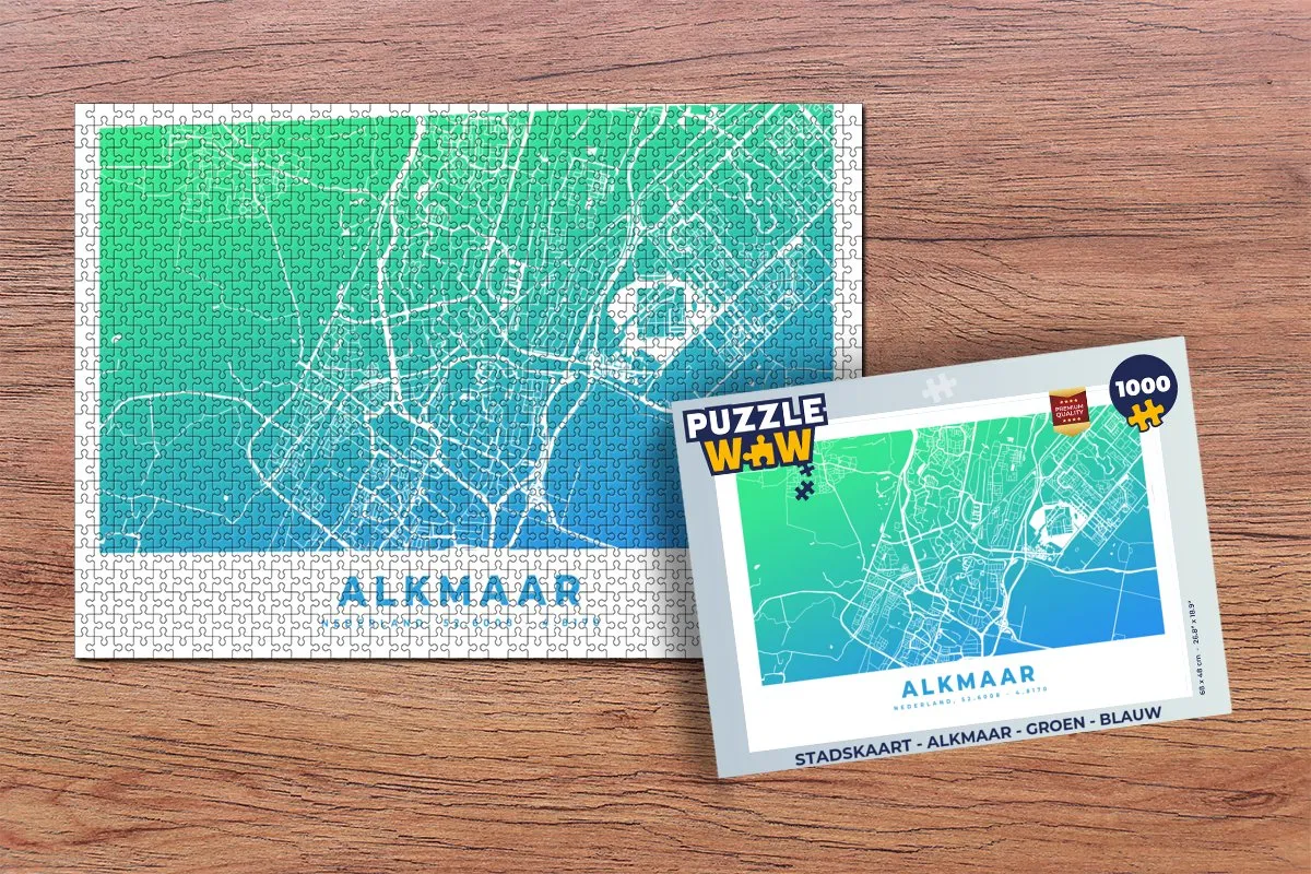 PuzzleWow Stadskaart Alkmaar Legpuzzel 1000 Stuks - Multicolor
