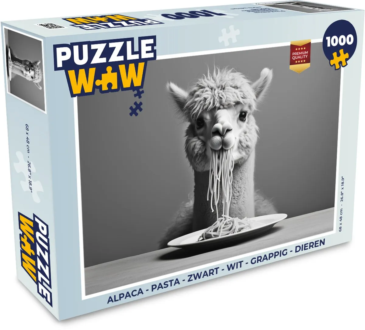 PuzzleWow Alpaca Legpuzzel 1000 Stuks - Zwart/Wit