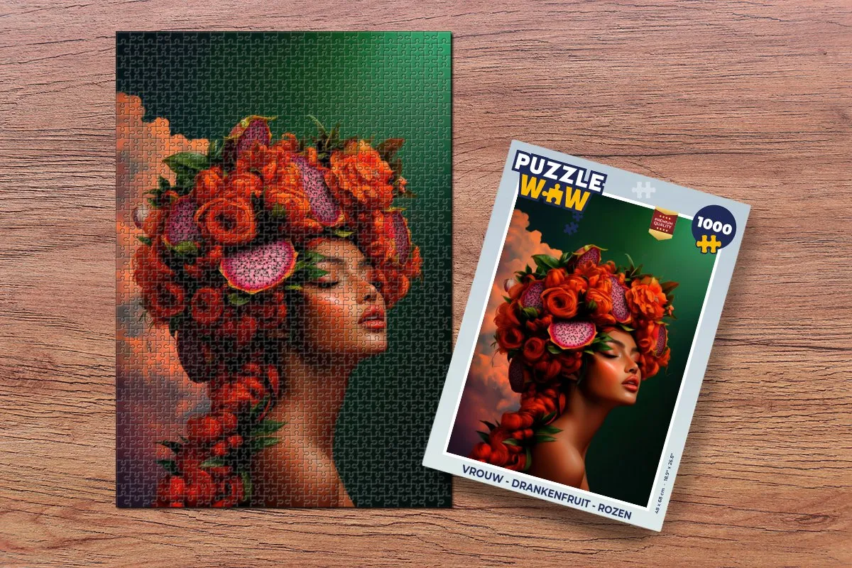 PuzzleWow Vrouw Rozen Legpuzzel 1000 Stuks