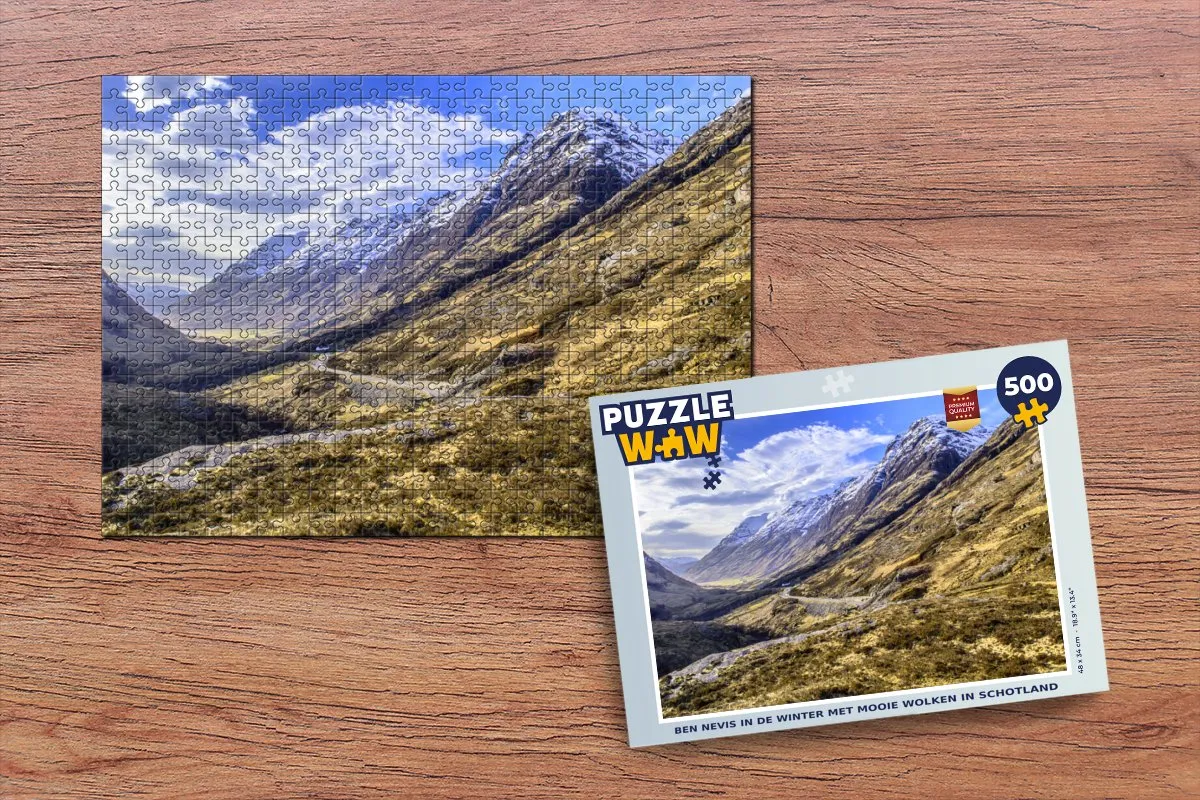 PuzzleWow Ben Nevis Winter Wolken Legpuzzel 500 Stuks - Multicolor