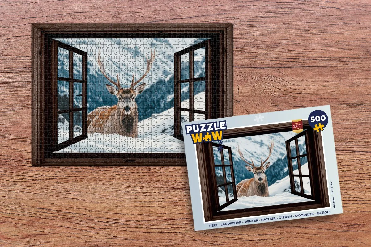 PuzzleWow Hert Landschap Legpuzzel 500 Stuks - Hert/Bergen