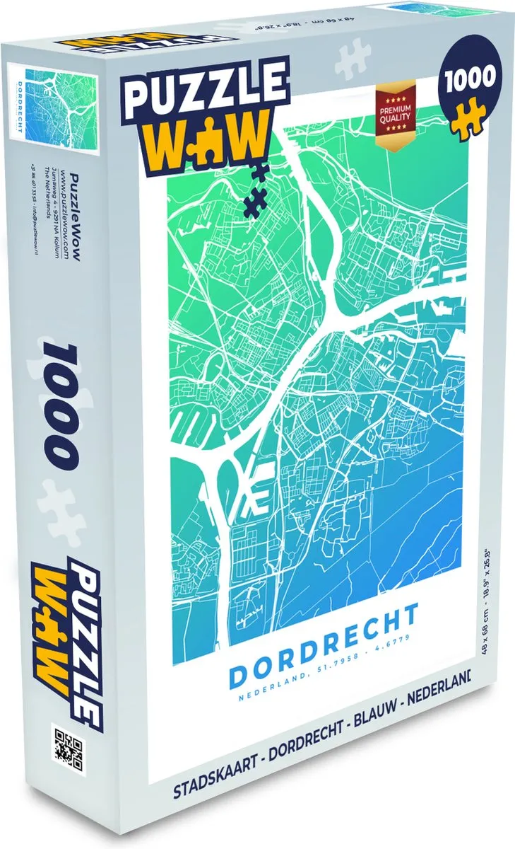 PuzzleWow Stadskaart Dordrecht Legpuzzel 1000 Stuks