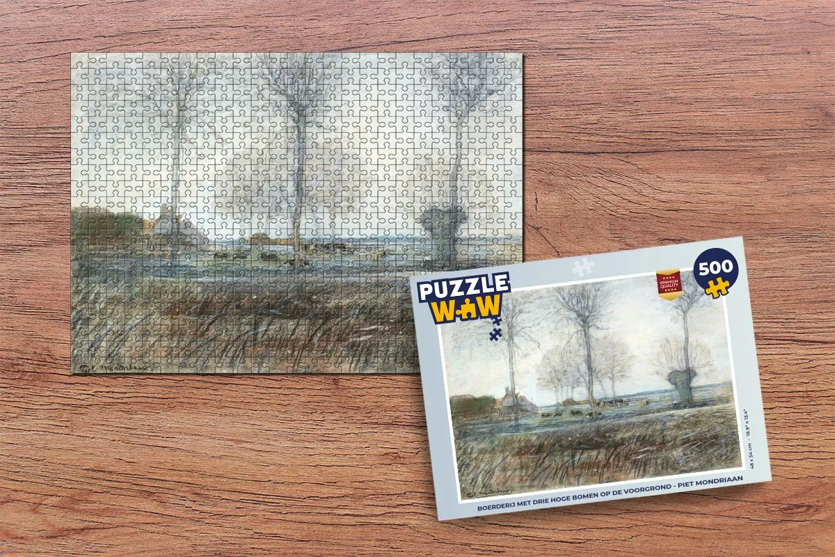 PuzzleWow Boerderij Piet Mondriaan Legpuzzel 500 Stuks - Multicolor