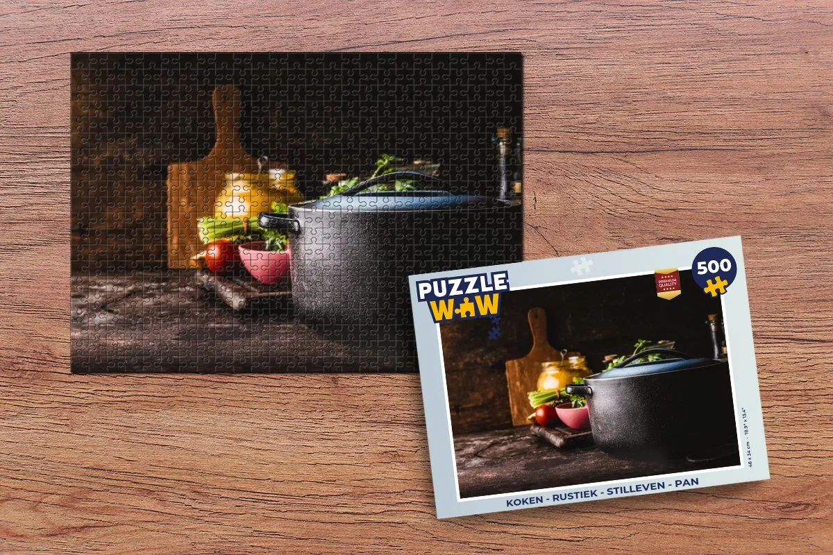 PuzzleWow Rustiek Stilleven Pan Groente Legpuzzel 500 Stuks - Multicolor