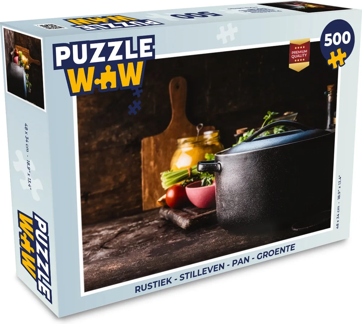 PuzzleWow Rustiek Stilleven Pan Groente Legpuzzel 500 Stuks - Multicolor