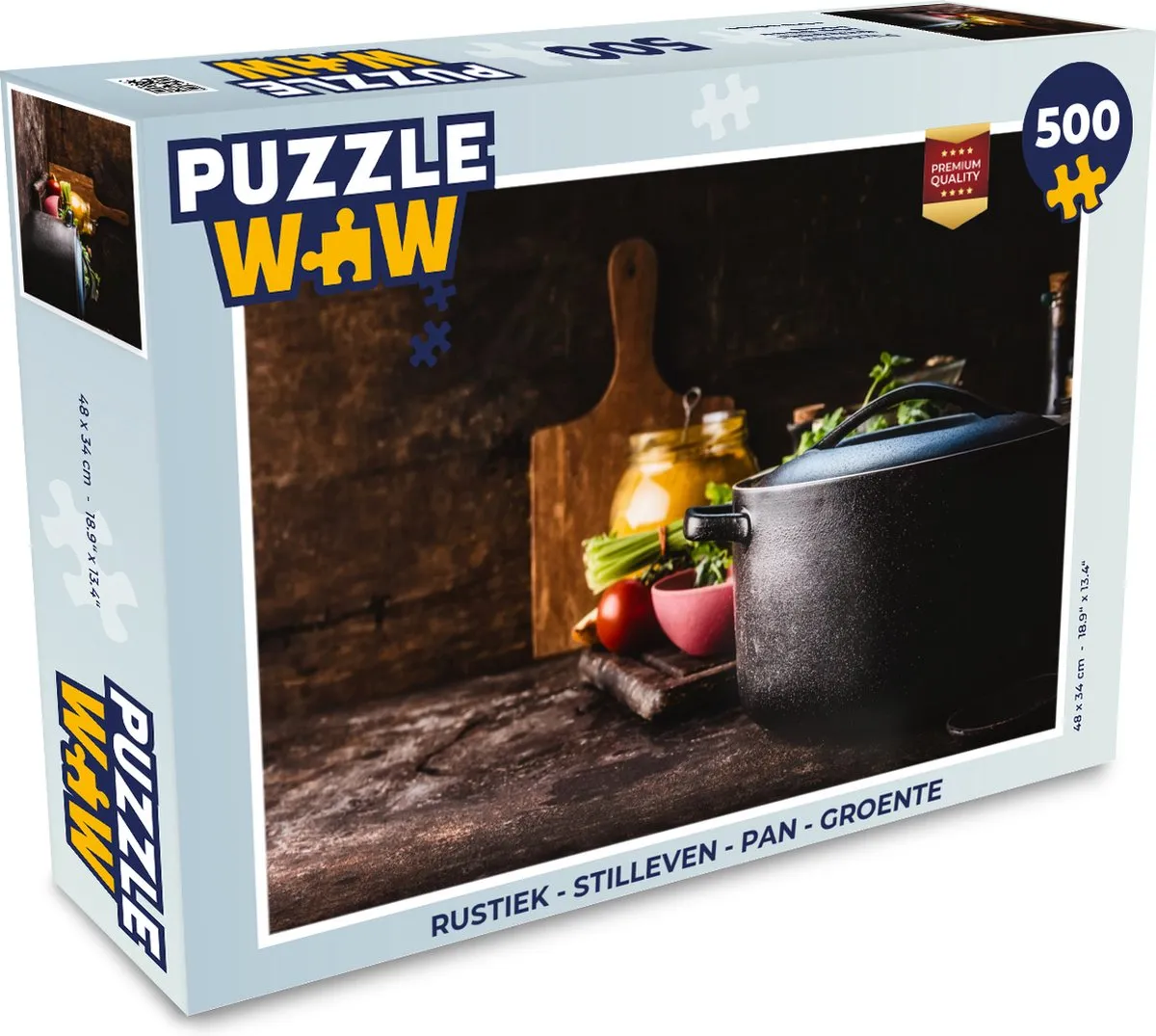 PuzzleWow Rustiek Stilleven Pan Groente Legpuzzel 500 Stuks - Multicolor
