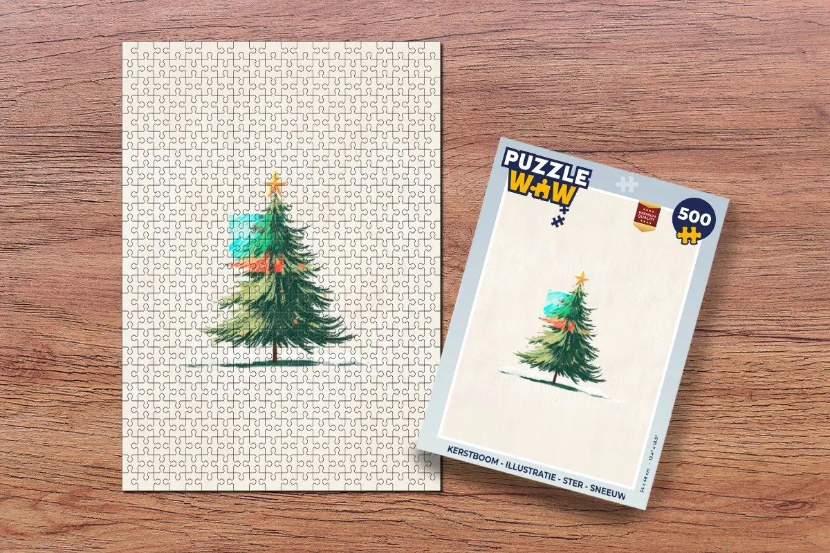 PuzzleWow Kerstboom Puzzle 500 Stuks - Ster & Sneeuw