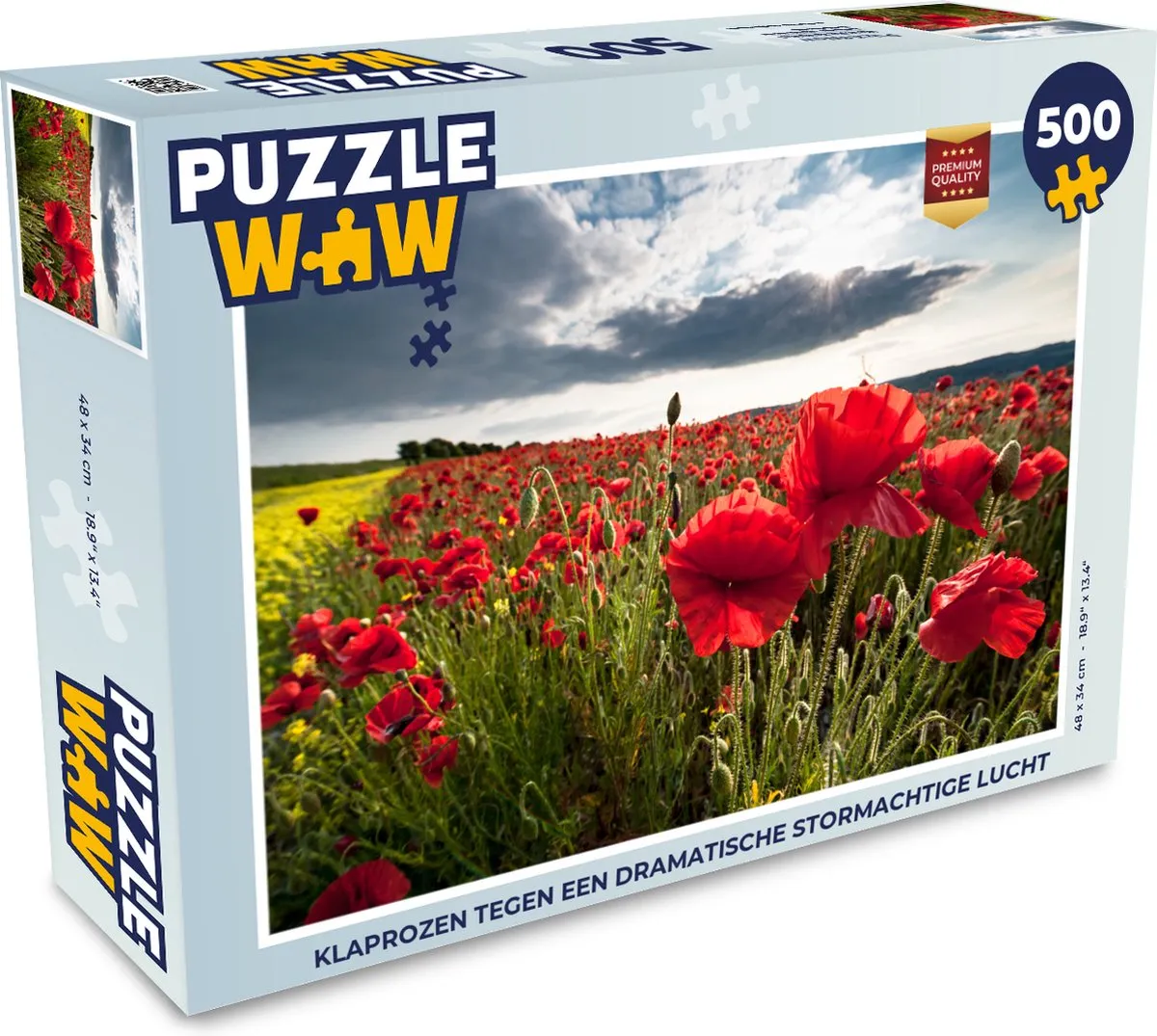 PuzzleWow Legpuzzel Klaprozen Stormachtige Lucht 500 Stuks