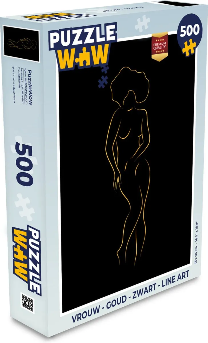 PuzzleWow Legpuzzel 500 Stuks - Goud/Zwart Line Art