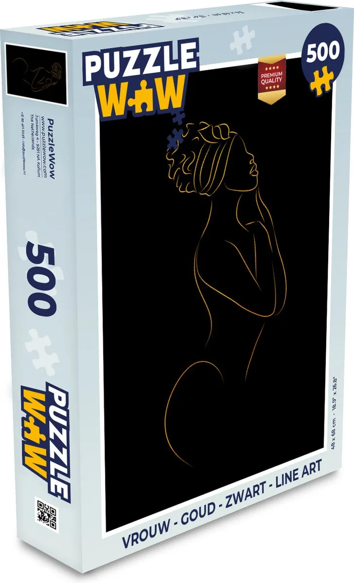 PuzzleWow Legpuzzel 500 Stuks - Goud/Zwart Line Art