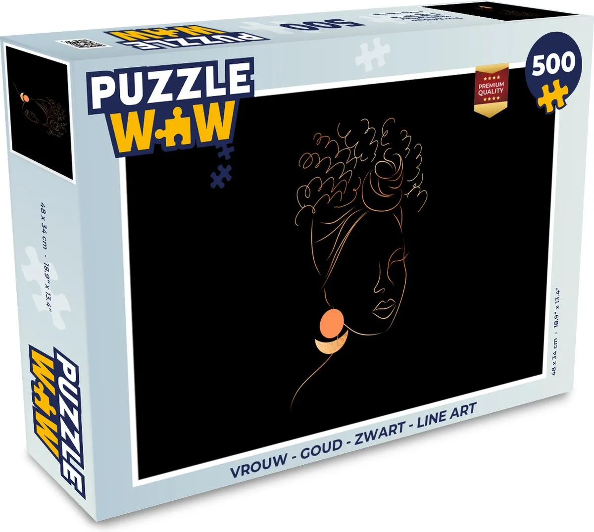 PuzzleWow Legpuzzel 500 Stuks - Goud/Zwart Line Art