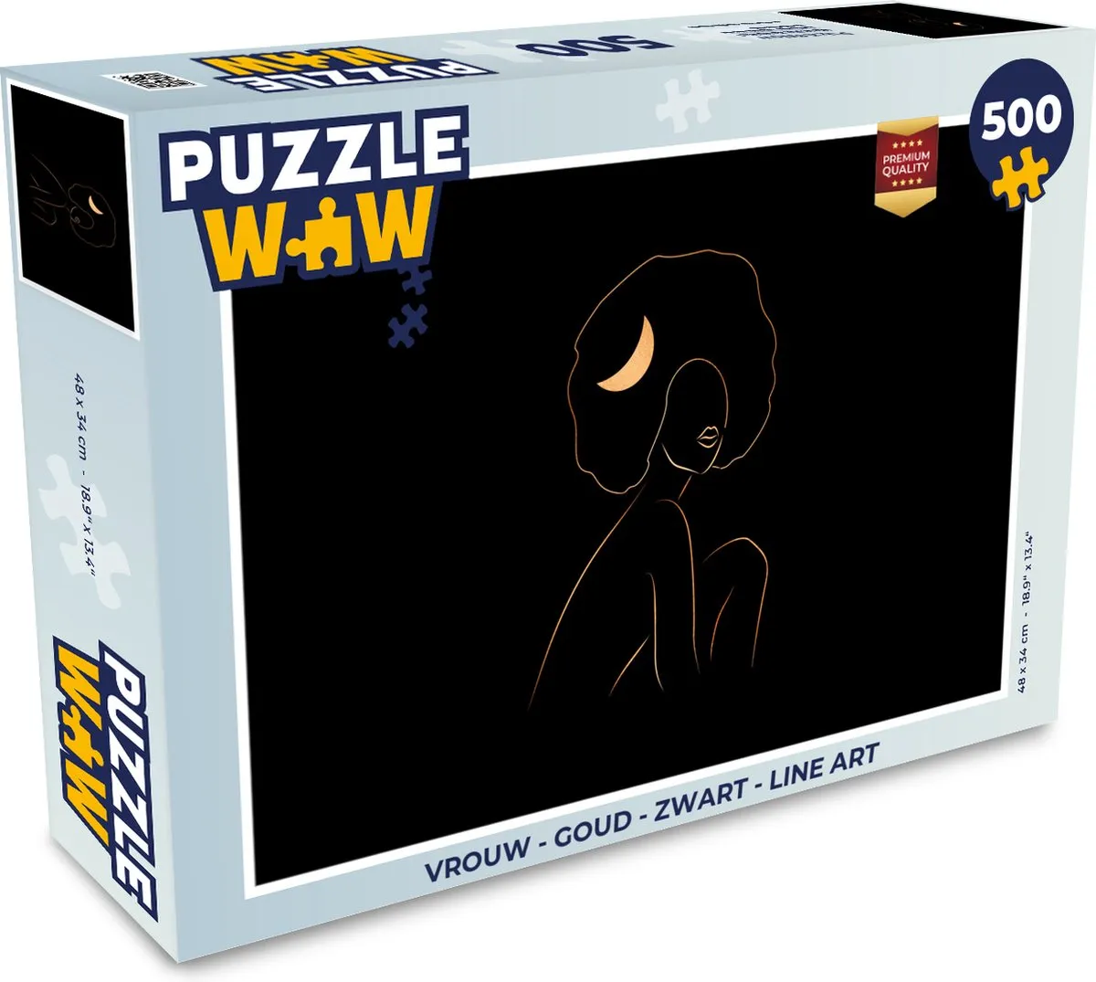 PuzzleWow Legpuzzel 500 Stuks - Goud/Zwart Line Art
