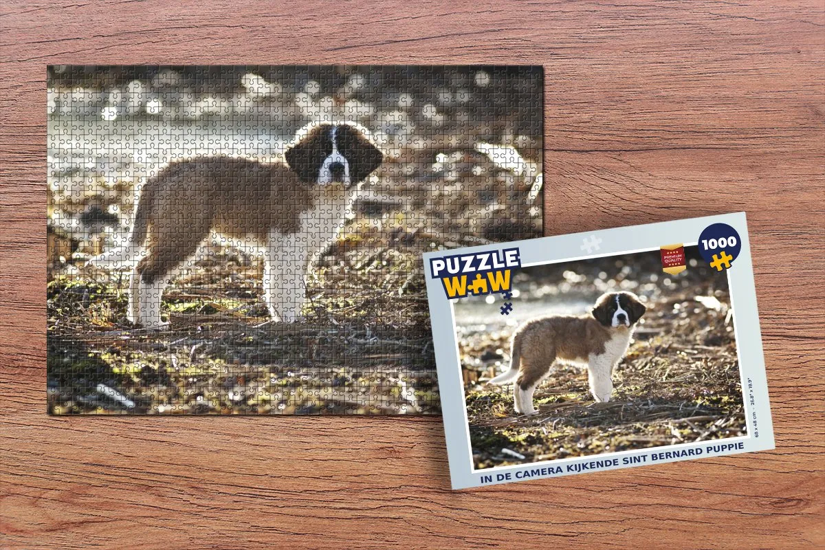 PuzzleWow Legpuzzel Sint Bernard Puppy 1000 Stuks - Multicolor