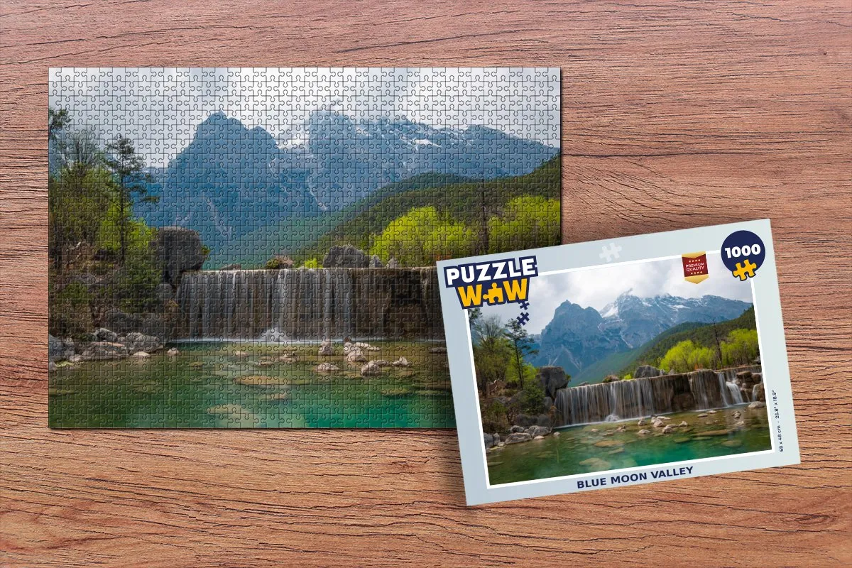 PuzzleWow Waterval Amerika Blue Moon Valley Legpuzzel 1000 Stuks - Multicolor