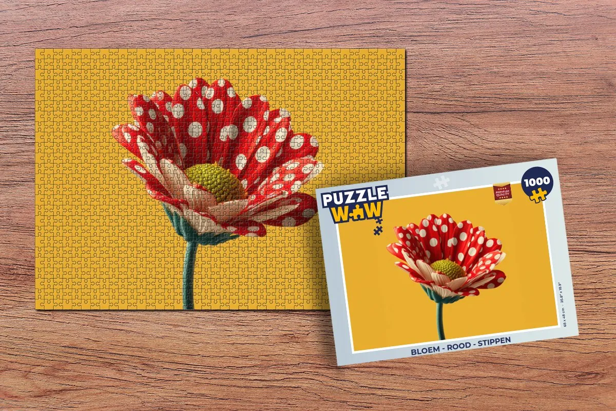 PuzzleWow Bloem Stippen Legpuzzel 1000 Stuks - Rood