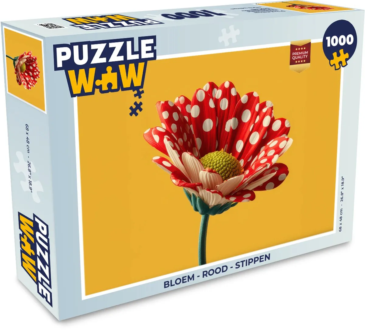 PuzzleWow Bloem Stippen Legpuzzel 1000 Stuks - Rood
