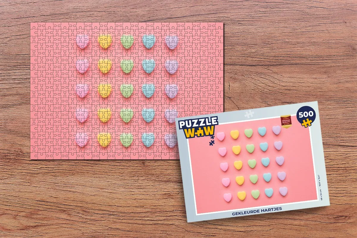 PuzzleWow Legpuzzel Hartjes 500 Stuks - Multicolor