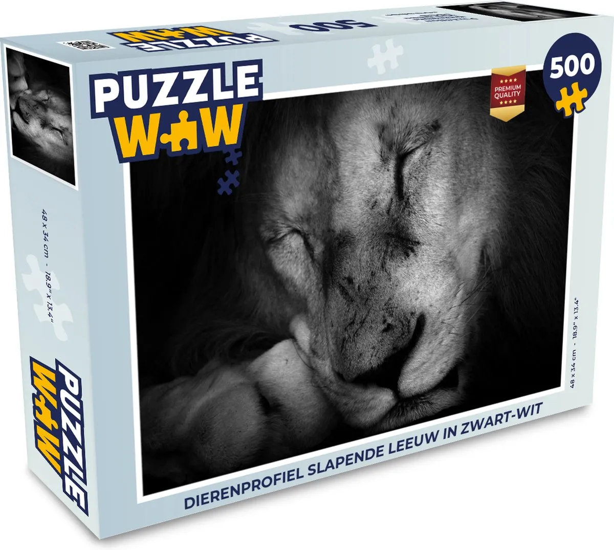 PuzzleWow Dierenprofiel Slapende Leeuw Legpuzzel 500 Stuks