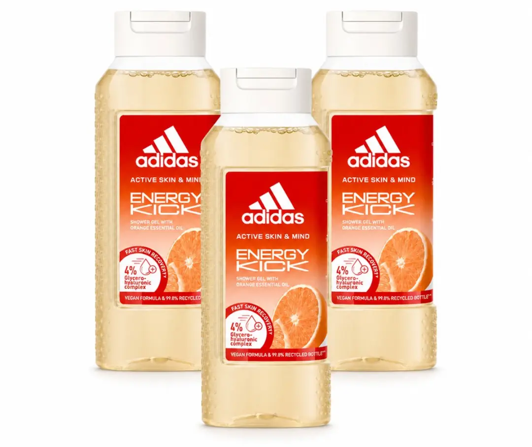 3 x Adidas – Douchegel – Active Skin & Mind Energy Kick – 250 ml - Bulkverpakking - 3 stuks