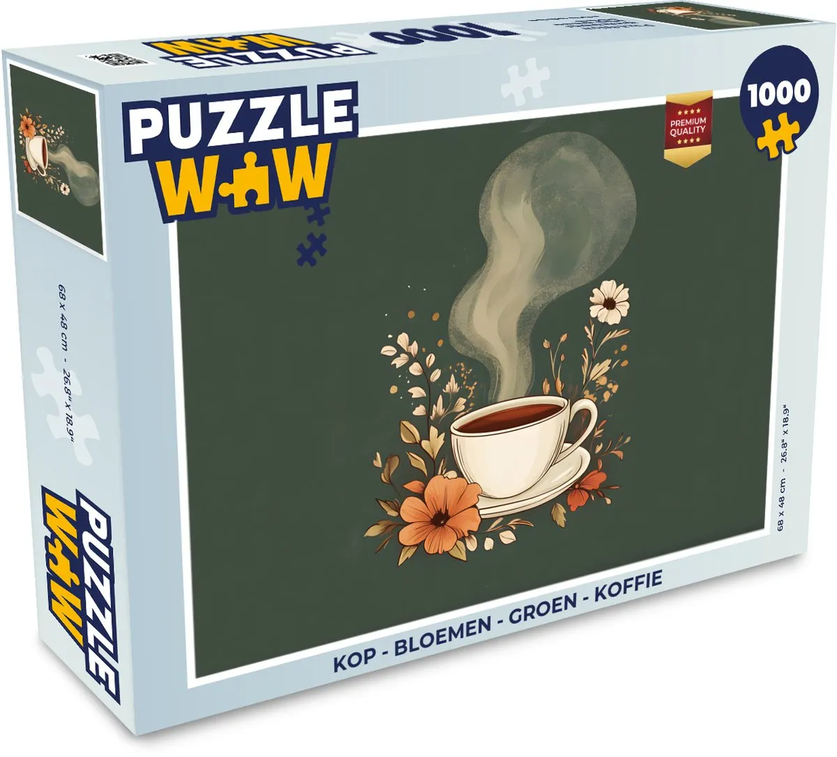 PuzzleWow Bloemen Groene Koffie Legpuzzel 1000 Stuks